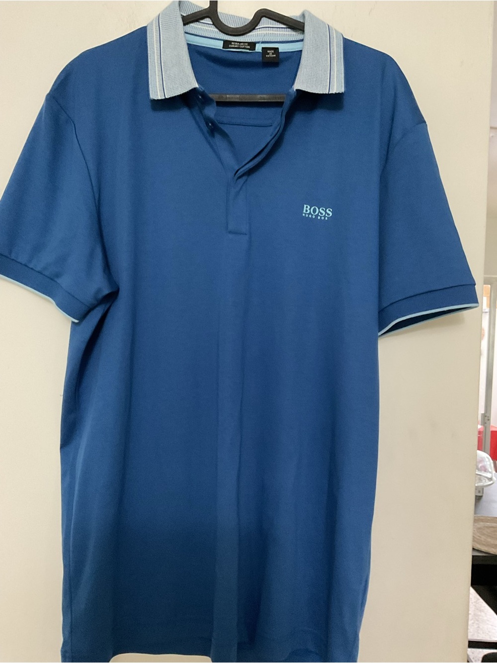 Hugo Boss Men's Royal Blue Polo with Light Contrast Collar